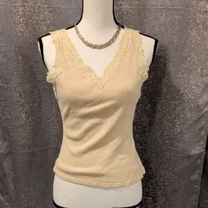 August Silk Cream Lace Tank Top
